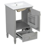 Retro Bathroom Vanity With Sink with Soft-Closing Doors - Green or Dark Gray