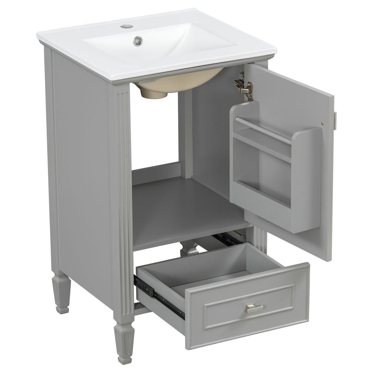 Retro Bathroom Vanity With Sink with Soft-Closing Doors - Green or Dark Gray