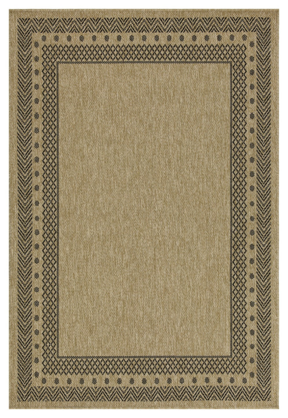 Jute/Black Indoor/Outdoor Area Rug with Flatweave Construction - Earth GC_NTL1006