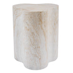 Organic Travertine-Look MGO Side Table with Weather Resistance - Neutral