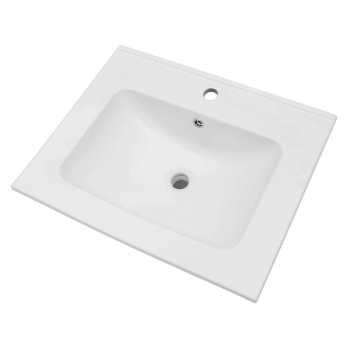 Rectangular Single Vanity Top with Overflow - White Ceramic