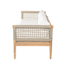 Outdoor Acacia Wood 3-Seater Sofa with Rope Woven Arms - Taupe