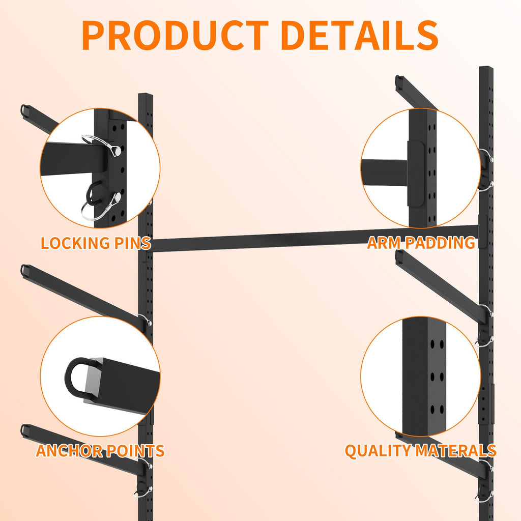Freestanding Kayak Storage Rack with Lockable Wheels - Black