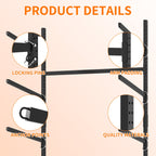 Freestanding Kayak Storage Rack with Lockable Wheels - Black