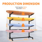 Freestanding Kayak Storage Rack with Lockable Wheels - Black