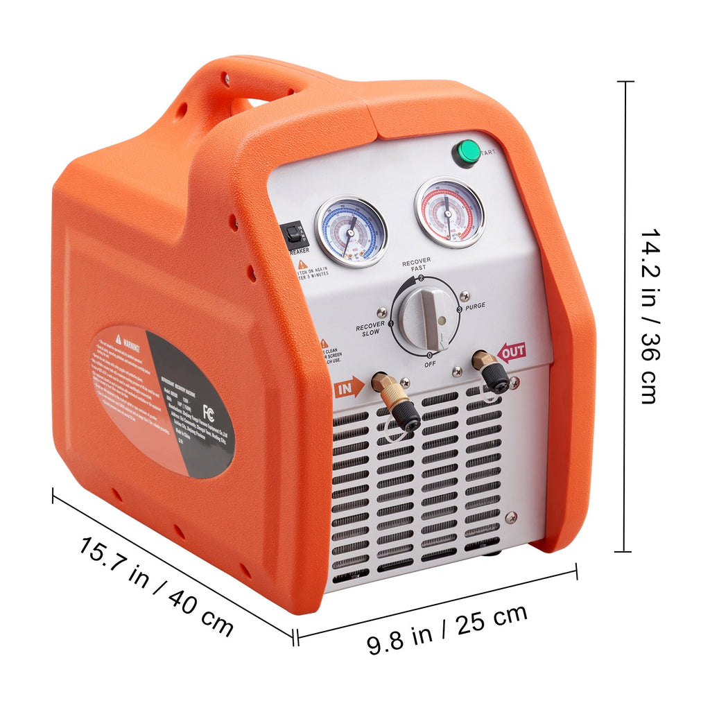 1 HP Refrigerant Recovery Machine with Dual Cylinder – Orange