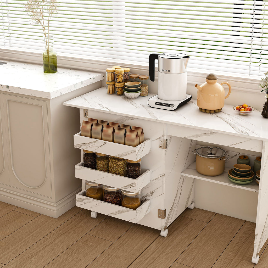 White Folding Sewing Table with Lockable Wheels - 4-in-1 Multi Functional Craft Station