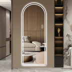 Arch Design LED Full Length Mirror with Dimmable LED Lights - Silver