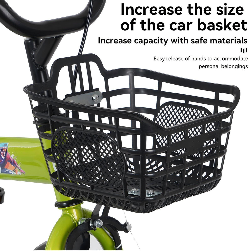 16-Inch Sporty Kids Cruiser Bike with Training Wheels - Green or Pink