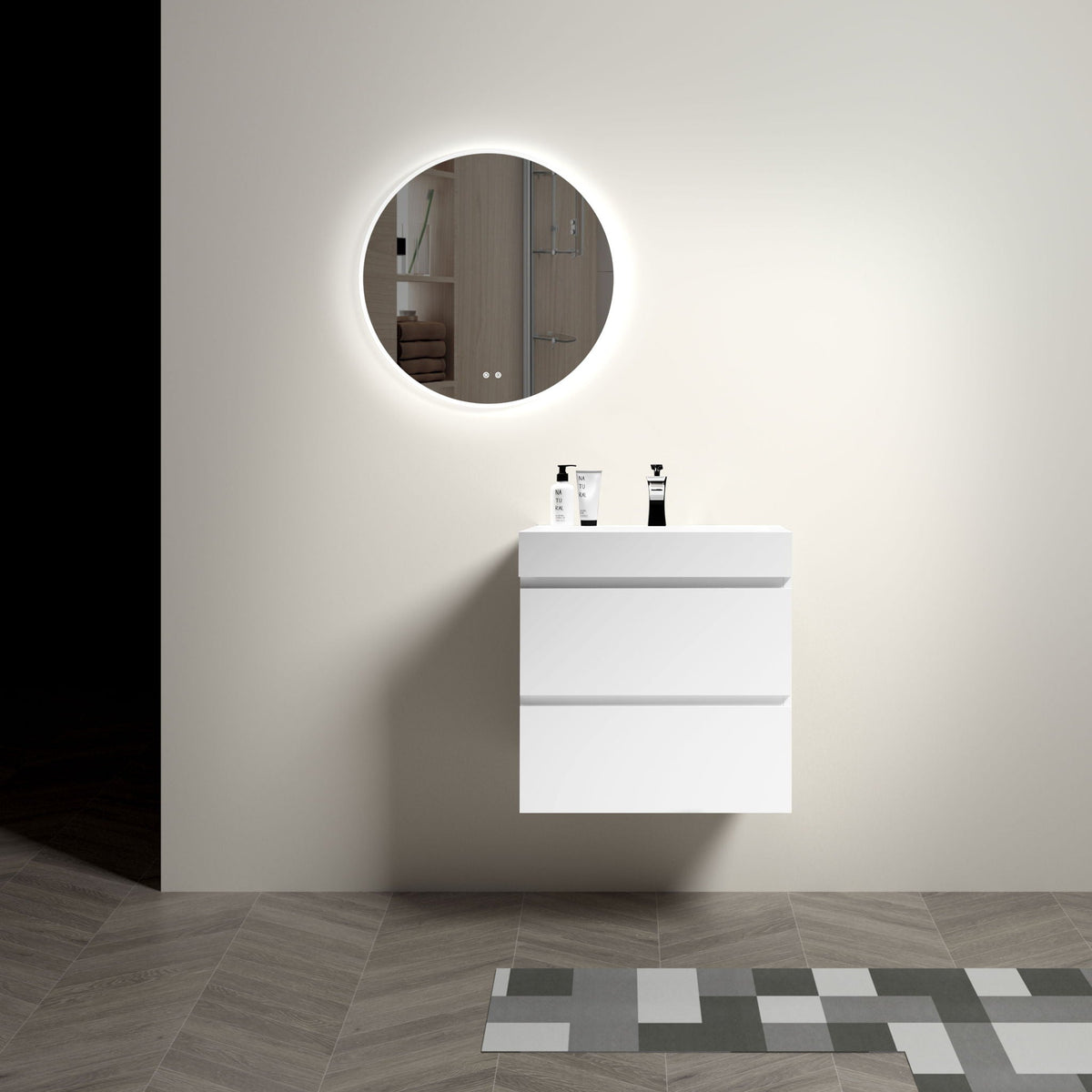 Modern Floating Bathroom Vanity with Large Storage - White or Black