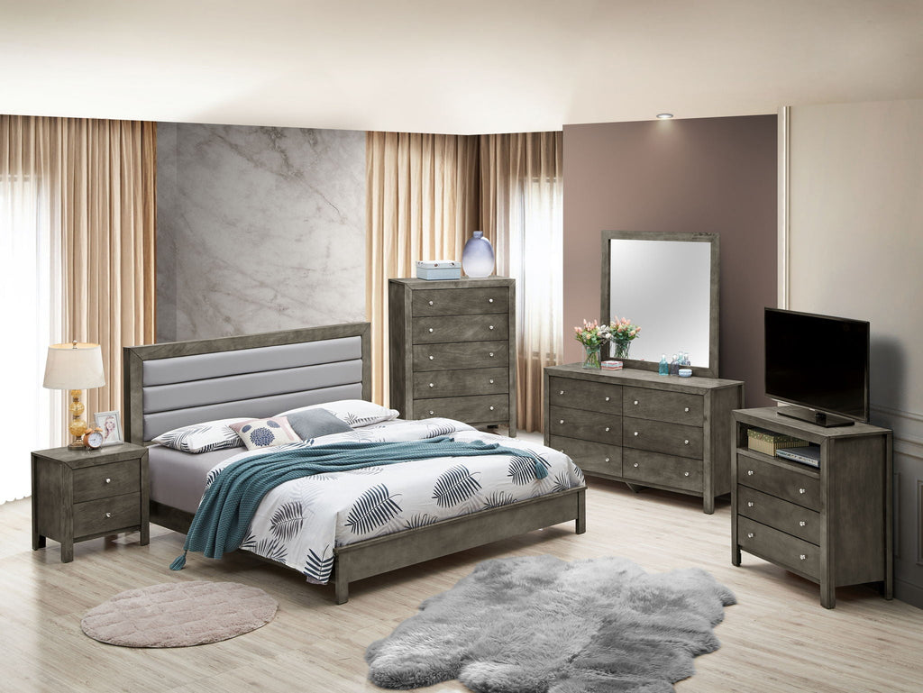 Transitional Modern Panel Bed with Wood Construction - Multiple Colors