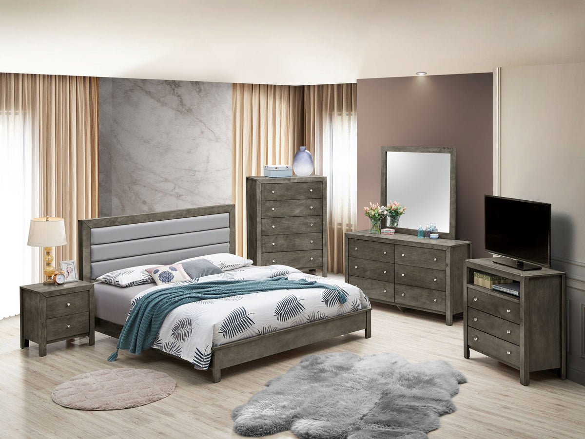 Transitional Modern Panel Bed with Wood Construction - Multiple Colors