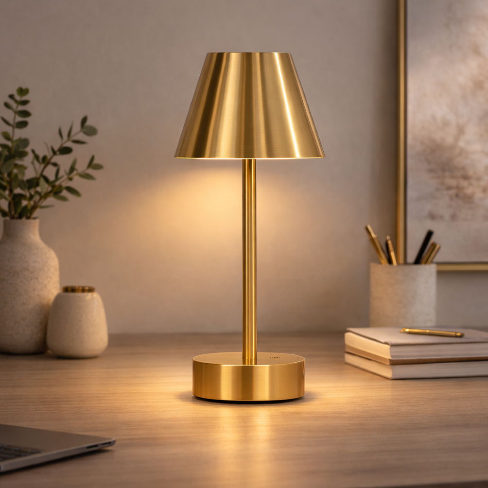 Rechargeable LED Table Lamp with Touch Switch - Gold or Pearl Silver