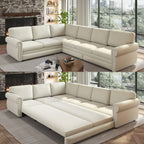 118" L-Shaped Convertible Sofa Bed with Pull-Out Bed - Chenille
