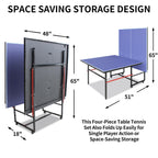 8ft Foldable Table Tennis Table Set with Portable Design - Blue