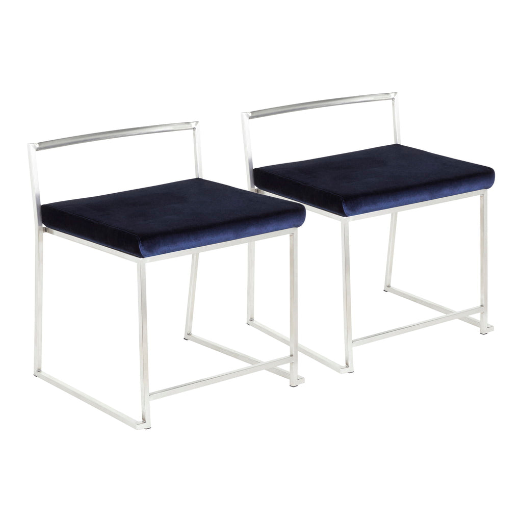 Contemporary Stackable Dining Chair Set with Metal Frame - Blue or Black