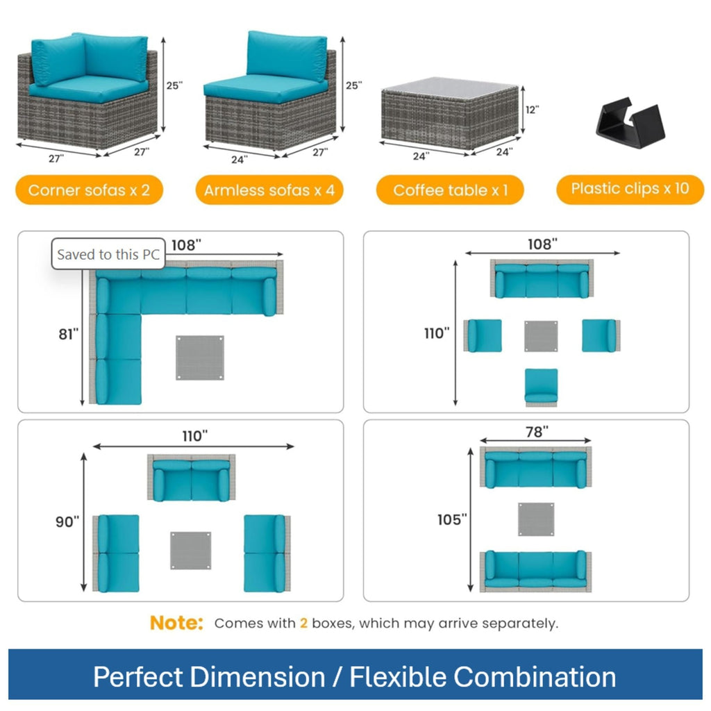 Modern Patio Set With Coffee Table - Weather-Resistant Frame - Multiple Colors