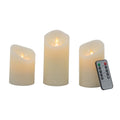Flickering LED Candles Set with Remote Timer - Ivory