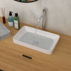 Semi Recessed Bathroom Sink with Vessel Design - White, 19" x 12"
