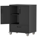 Mobile Tool Cart with Lockable Casters - Heavy-Duty Storage Organizer - Black