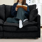 Modular Sectional Sofa with Movable Footrest - Chenille, 102 Inch L-Shaped Couch