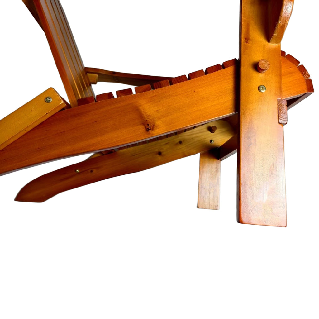 Foldable Solid Wood Adirondack Chair with Classic Design - Oak Finish