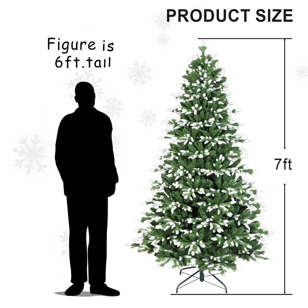 7FT Artificial Christmas Tree with White-Tipped PE & PVC Mix