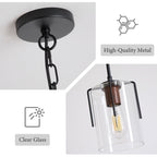 Adjustable Pendant Lighting with Clear Glass Shade - Black or Gold