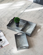 Decorative Galvanized Nesting Trays with Rustic Design - Gray