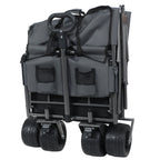 3-in-1 Convertible Folding Wagon Cart with Bench Seat & Storage - Gray