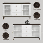 Carene Server with Drawers and Glass Accent - Brown / White