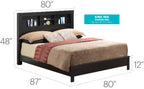 Transitional Storage Bed with Headboard Shelving - Multiple Colors