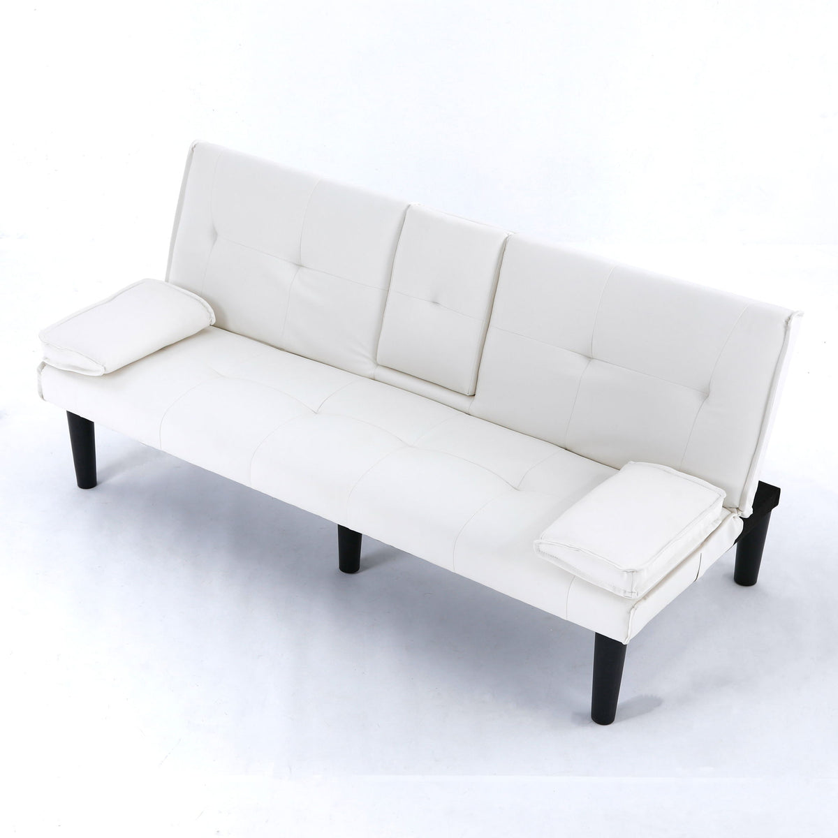 Foldable Sofa Bed with Cup Holder and Solid Wood Frame - Multiple Colors