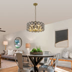 Geometric Crystal Pendant Chandelier with K9 Crystal - Black Gold