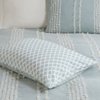 Cotton Jacquard Comforter Set with Reversible Design - Aqua