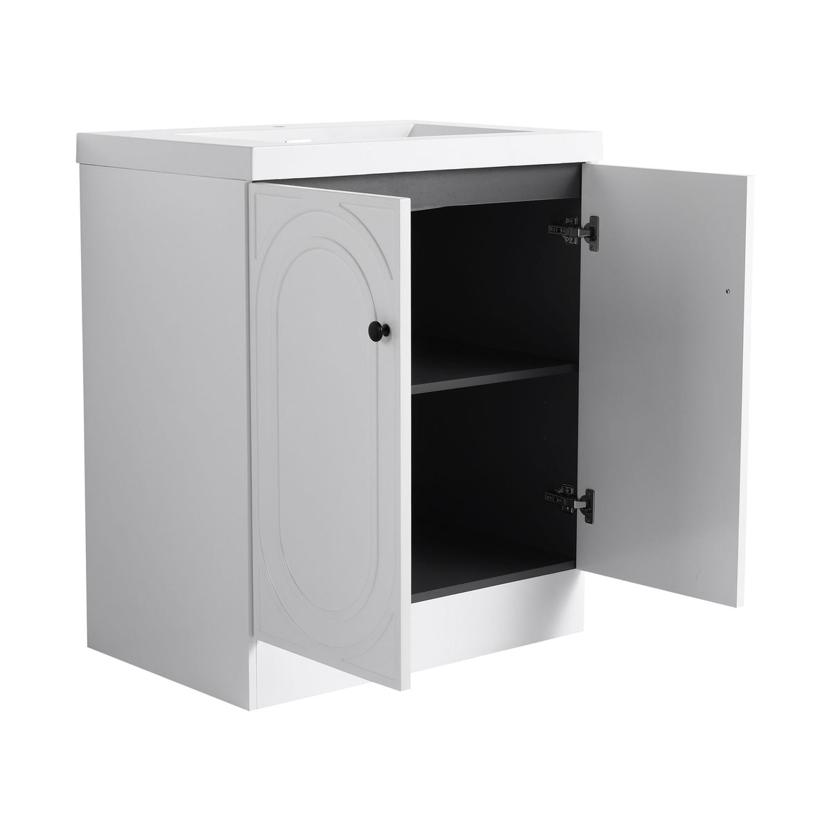 Contemporary Freestanding Bathroom Vanity with Resin Sink & Soft-Close Cabinet Doors - White, Dark Green, or Pearl