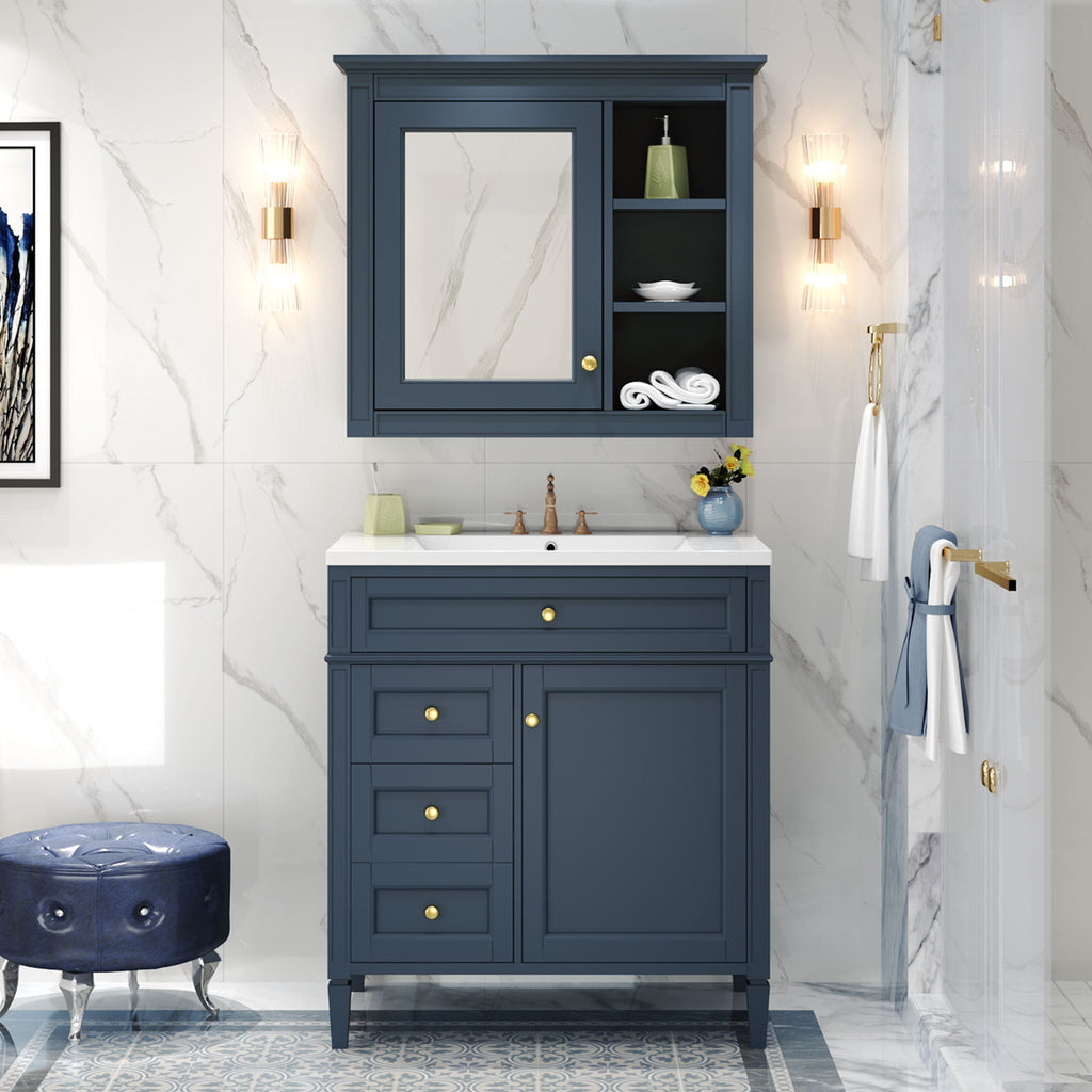 Bathroom Vanity with Medicine Cabinet and Storage - Multiple Colors