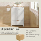 Modern Bathroom Vanity with Sink Combo – Compact Storage - Dark Brown or White