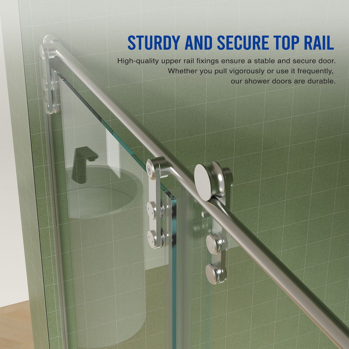 Pearl Silver Sliding Frameless Shower Door with Easy Clean Tempered Glass