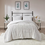 Full/Queen Ultra Plush Down Alternative Comforter Set with Chevron Pattern - Ivory