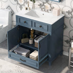 Bathroom Vanity with Sink and Storage Cabinet - White, Blue, or Dark Green