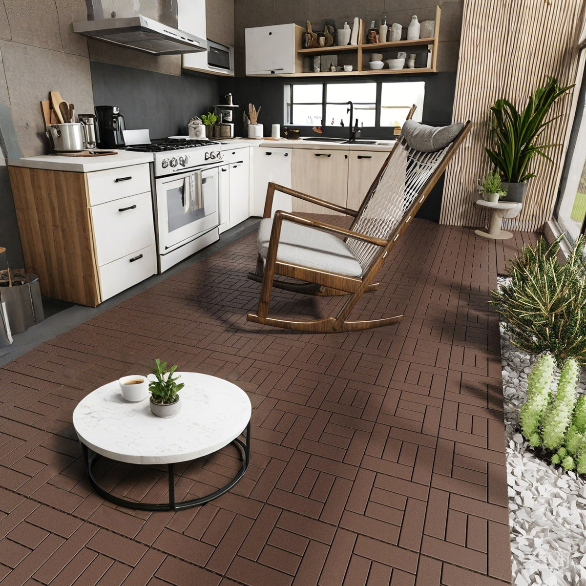 Interlocking Deck Tiles with Anti-Slip Surface - Dark Gray or Dark Brown