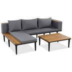 Luxury L-Shaped Acacia Wood Outdoor Sectional Sofa Set