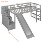 Loft Stairway Bed with Drawers and Convertible Ladder - Twin