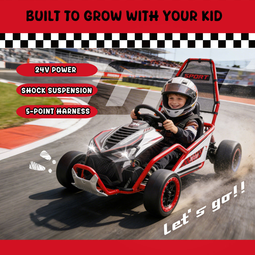 24V 400W Electric Kids Ride-On Toy with Drift and Bluetooth - Red