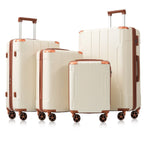Brown & White Expandable Hardshell 6-Piece Luggage Set with TSA Locks