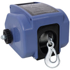 Reversible Electric 12V Trailer Winch with Galvanized Wire Rope - Blue