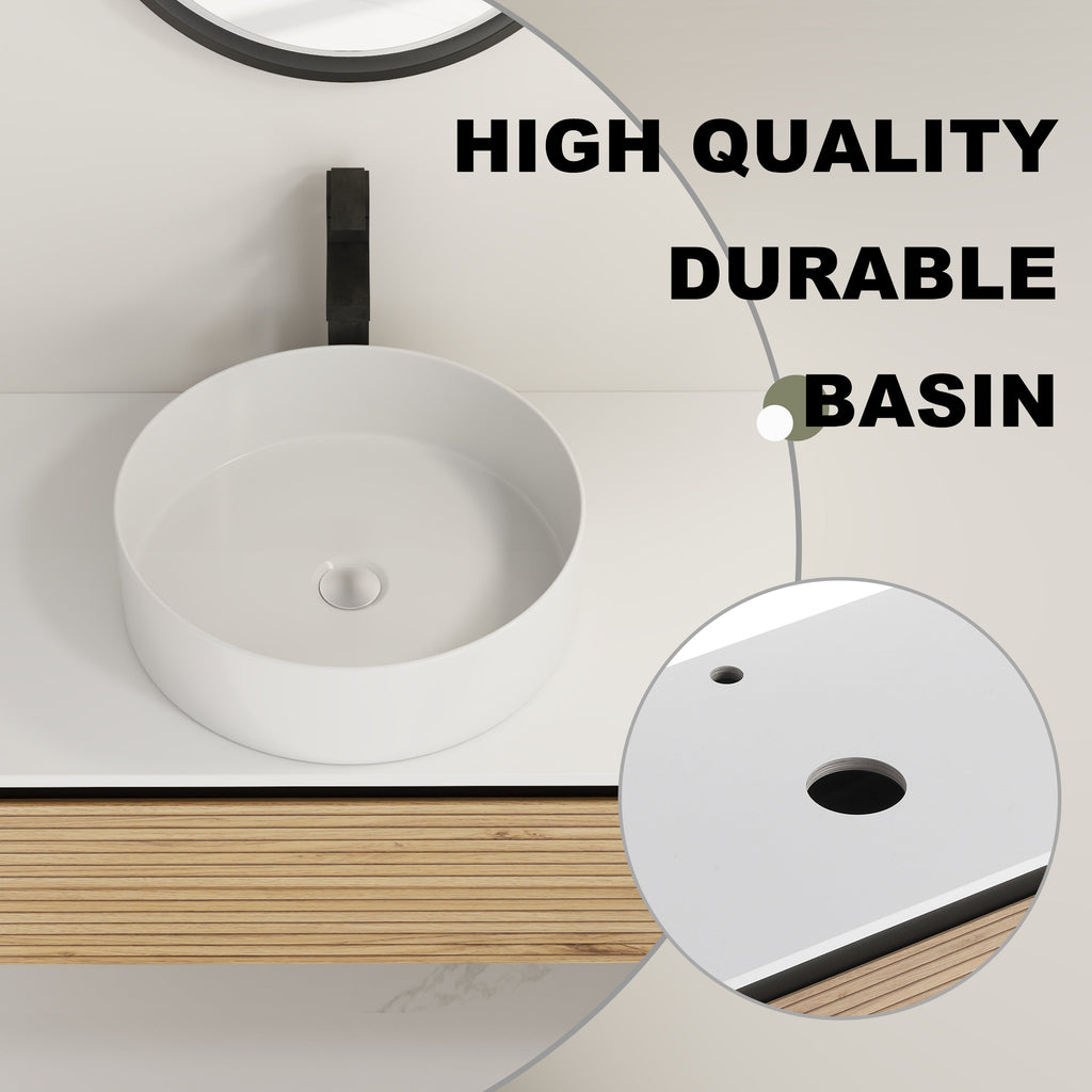 36'' Wall Mounted Bathroom Vanity with Resin Sink - Light Coffee