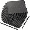 0.6 Inch Thick Interlocking Gym Floor Mats with Cushioned EVA Foam - Black White or Black+Blue