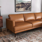 Light Brown L-Shaped Sectional Sofa with Solid Eucalyptus Wood Frame